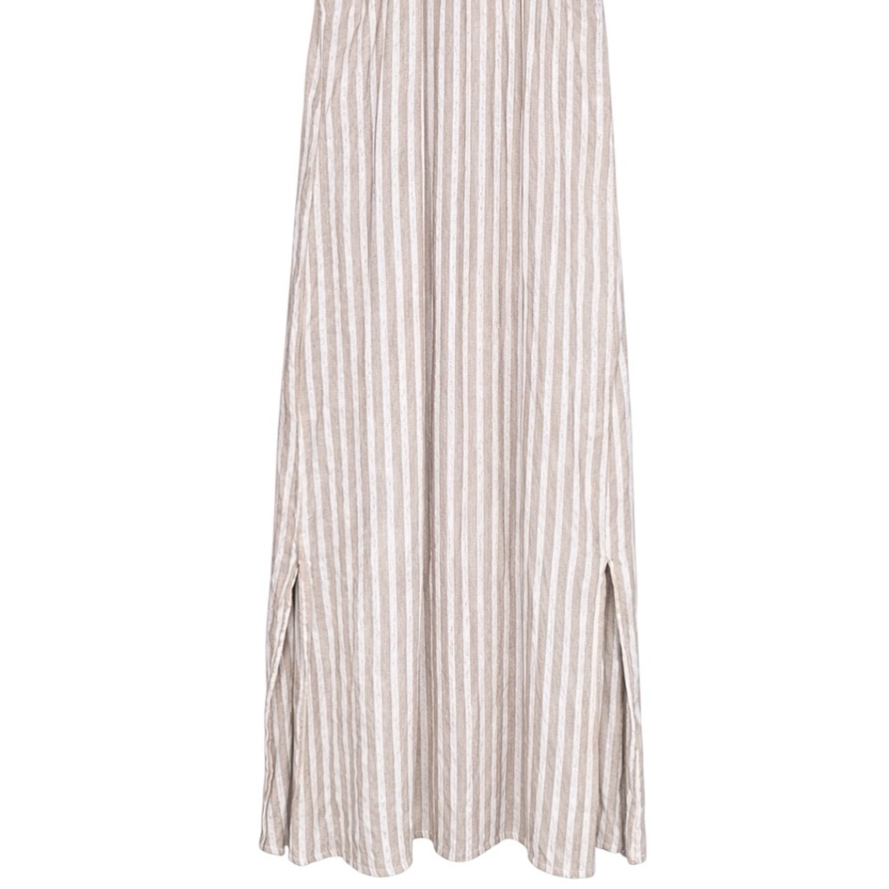 Rachel Ashwell Linen Blend Braided Strap Stripe Midi Dress Side Slit Women S - Picture 8 of 10